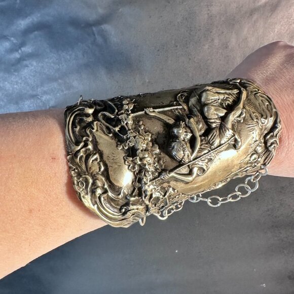Pierre Auguste Cot Stom Lovers Gladiator Sterling Silver Cuff Bracelet Antique - Picture 5 of 12